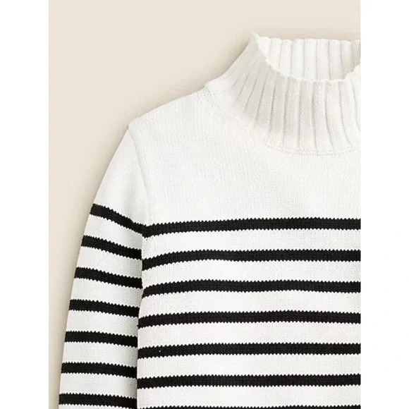 J Crew Cotton Turtleneck Sweater S White Stripe Black NWT CE701 J.Crew Capsule - Picture 2 of 5
